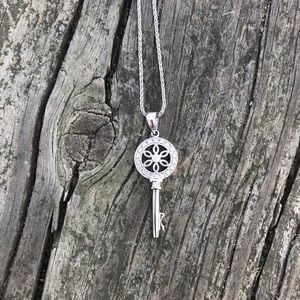White Gold Diamond key necklace